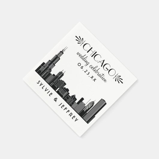 Chicago Skyline bruiloft viering Monogram Servetten (Hoek)