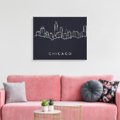 Chicago Skyline Canvas Afdruk (Insitu (Woonkamer))