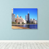 Chicago Skyline. Canvas Afdruk (Insitu (Houten vloer))