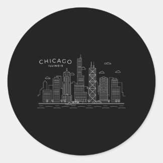 Chicago Skyline Chicago Illinois Ronde Sticker