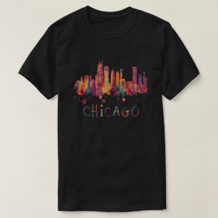 Chicago Skyline Cityscape Waterverf Chicago T-shirt