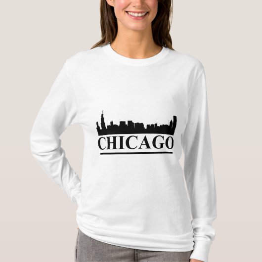 Chicago Skyline Dames Long Sleeve T-shirt (Voorkant)