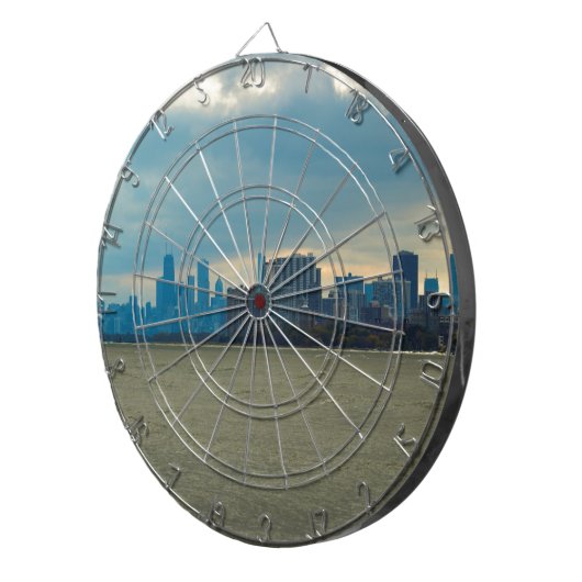 Chicago skyline. dartbord (Voorkant Rechts)