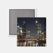 Chicago Skyline en Bridge op Night Magnet Magneet (Voorkant / Achterkant)