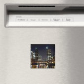 Chicago Skyline en Bridge op Night Magnet Magneet (Insitu (Vaatwasser))