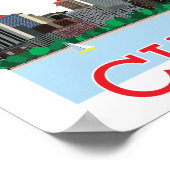 Chicago Skyline en City Flag Poster (Hoek)