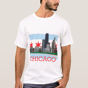Chicago Skyline en City Flag T-shirt