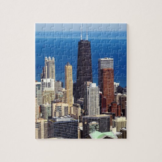 Chicago Skyline en landmerken Legpuzzel (Verticaal)