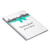 Chicago Skyline Etchd BW Aqua Notitieboek Journal (Rechterzijde)