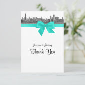 Chicago Skyline Etched BW Aqua Merci (Debout devant)