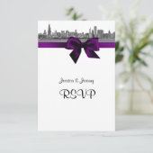 Chicago Skyline Etched BW Paars RSVP #2 (Staand voorkant)