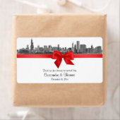 Chicago Skyline Etched BW Red Wine Étiquette H (En situation)