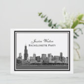 Chicago Skyline Etched Framed #2 H Bachelorette Kaart (Staand voorkant)
