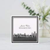 Chicago Skyline Etched Framed Bachelorette Kaart (Staand voorkant)