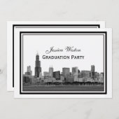 Chicago Skyline Etched Framed H Afstuderen Kaart (Voorkant / Achterkant)