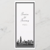 Chicago Skyline Etched Ingelijste Bruiloft Program Programma (Voorkant)