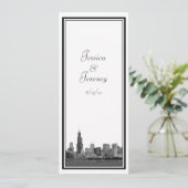 Chicago Skyline Etched Ingelijste Bruiloft Program Programma (Staand voorkant)