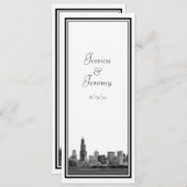 Chicago Skyline Etched Ingelijste Bruiloft Program Programma (Voorkant / Achterkant)