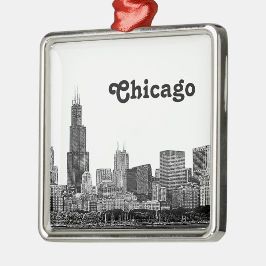 Chicago Skyline Etched Metalen Ornament (Links)