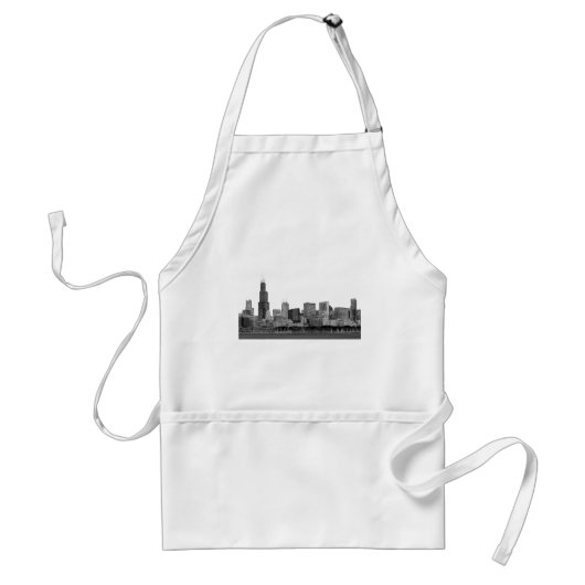 Chicago Skyline Etched Standaard Schort (Voorkant)