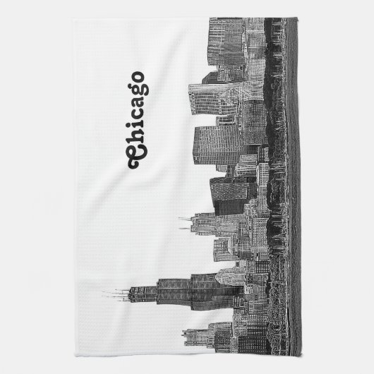 Chicago Skyline Etched Theedoek (Verticaal)
