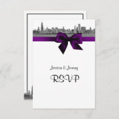 Chicago Skyline Etted BW Purple RSVP #2 (Devant / Derrière)
