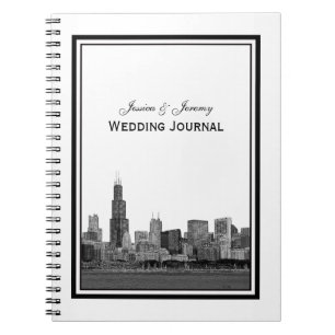 Chicago skyline geëtst ingelijste bruiloft journaa notitieboek