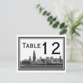 Chicago Skyline Gravé Cadre Numéro de Table (Debout devant)