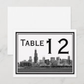 Chicago Skyline Gravé Cadre Numéro de Table (Devant / Derrière)