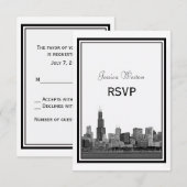 Chicago Skyline Gravé Cadre RSVP (Devant / Derrière)