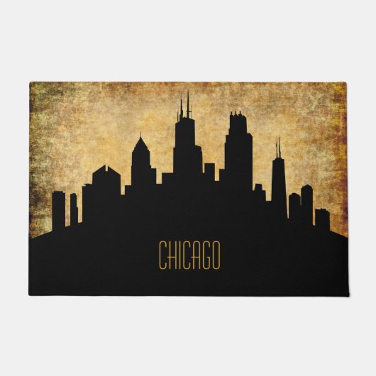 Chicago Skyline - grunge Deurmat (Voorkant)
