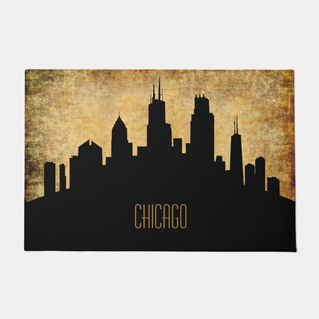 Chicago Skyline -  grunge Deurmat (Voorkant)