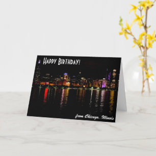 Chicago Skyline Happy Birthday Kaart