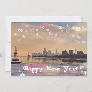 Chicago skyline Happy New Year briefkaart