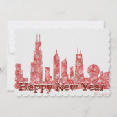 Chicago skyline Happy New Year stijlvol briefkaart (Voorkant)