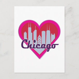 Chicago Skyline Heart Briefkaart