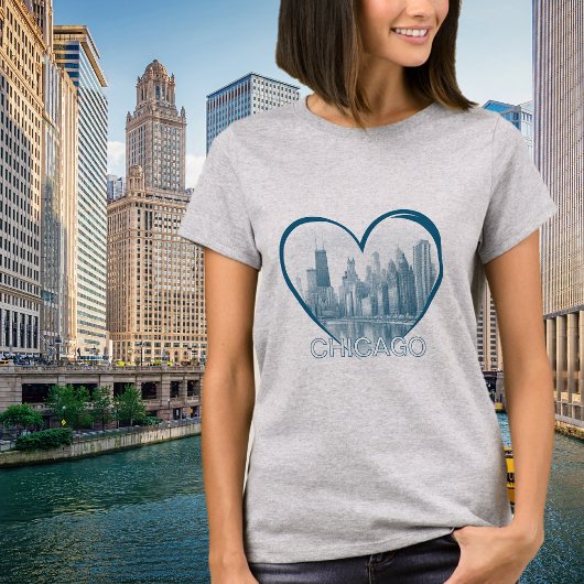 CHICAGO Skyline Heart Graphic T-shirt