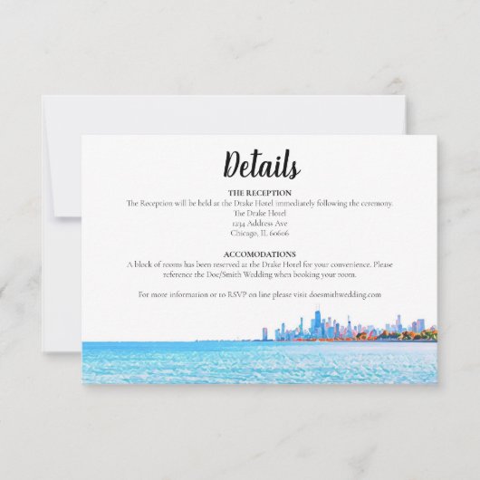 Chicago Skyline Horitzontal Details Kaart (Voorkant)