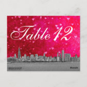 Chicago Skyline Hot Rose Red Heart Numéro de table (Dos)
