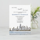 Chicago Skyline Housewarming Invitation Save The Date (Staand voorkant)
