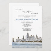 Chicago Skyline Housewarming Invitation Save The Date (Voorkant / Achterkant)