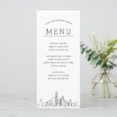 Chicago Skyline | Huwelijksevenement Diner Menu (Staand voorkant)