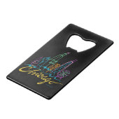 Chicago Skyline Kredietkaart Flessenopener (Voorkant Gekanteld)