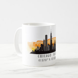 Chicago Skyline lengte- en breedtegraad Koffiemok