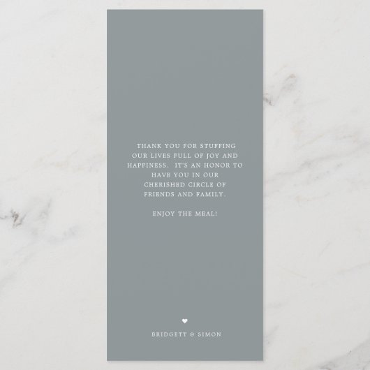 Chicago Skyline | Menu Dîner Mariage (Dos)