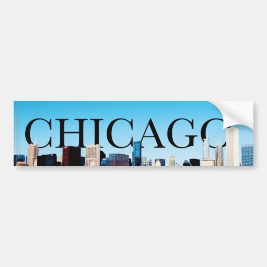 Chicago Skyline met CHICAGO in de Sky Bumpersticker (Voorkant)