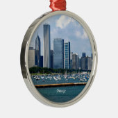 Chicago Skyline Metalen Ornament (Rechts)