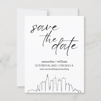 Chicago Skyline MINIMALIST Save The Date Kaart