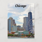Chicago Skyline Navy Pier & Hancock Briefkaart (Voorkant)