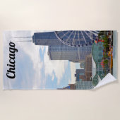 Chicago Skyline Navy Pier & Hancock Strandlaken (Voorkant)
